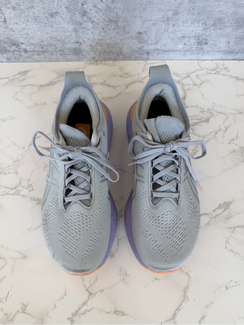 Skechers Women's Light Gray Athletic Sneakers with Lavender and Peach Accents